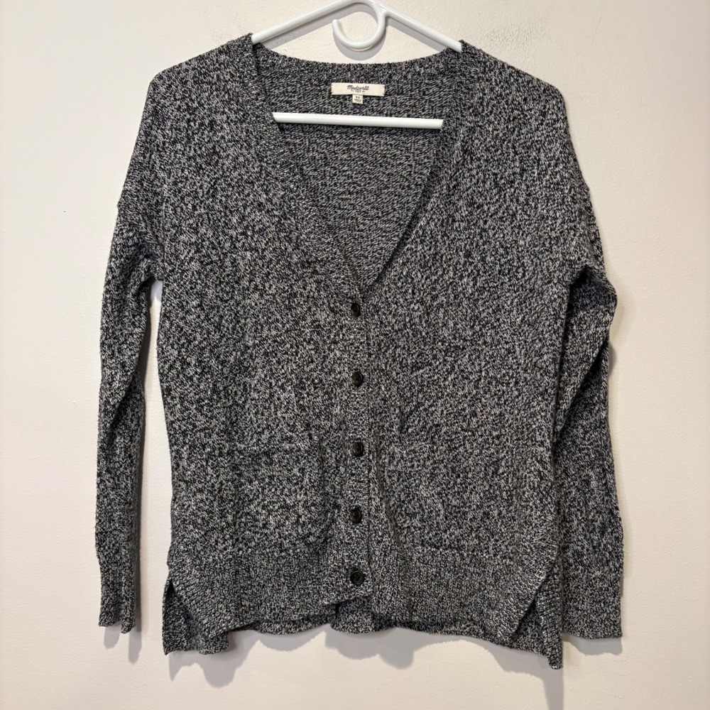 Madewell Womens‎ Cardigan Sweater XS Gray Grandpacore Cottage Vneck  EUC